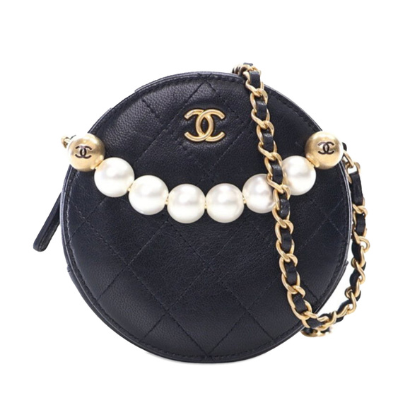 Chanel Handbags - Pre-Loved Chanel Lambskin Pearl Round Clutch On Chain